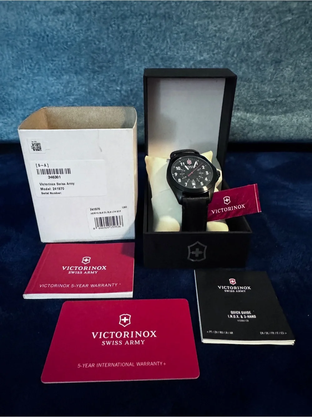 Victorinox Black and Red Accent Men's Watch with Black Strap